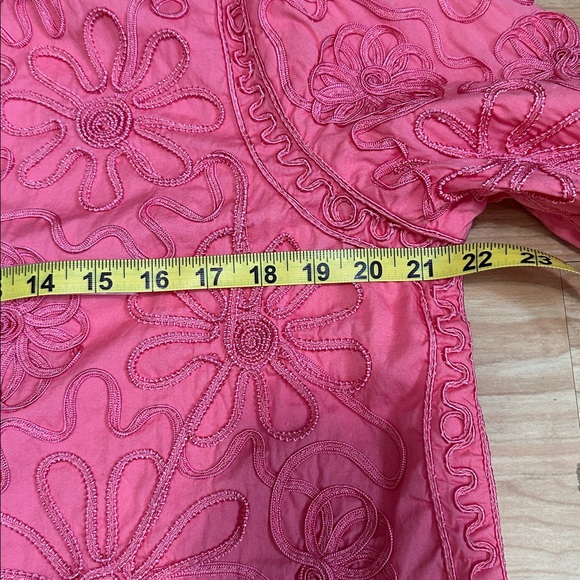 Izaro Coral Pink Soutache Embroidered 3/4 Sleeve Cardigan Jacket Size XL - Picture 9 of 15